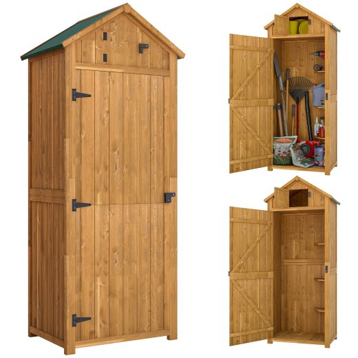 Solidago Vertical Utility Shed Wood Storage Cabinet 77x54cm Brown