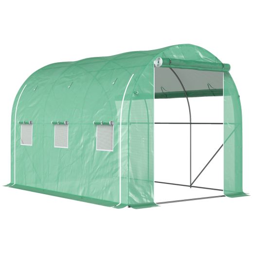 Horseradish Steel Polytunnel Greenhouse 296x196cm Green