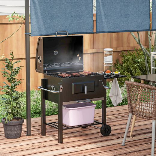 Elm Charcoal Grill Height-Adjustable Coal Pan Black