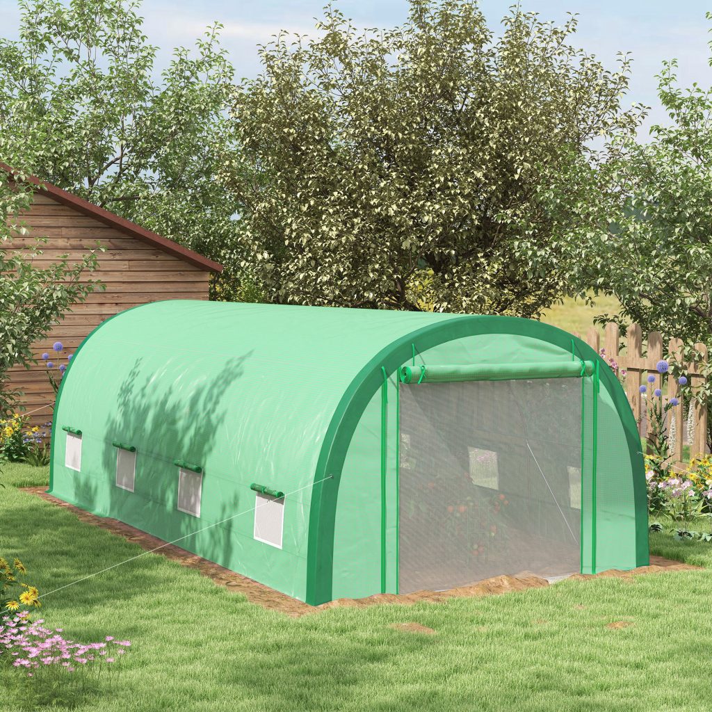 Horehound Polytunnel Greenhouse Mesh Door Green 6x3m