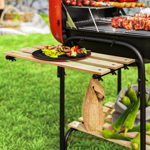 Hornbeam Portable Charcoal BBQ Grill Lockable Lid Red