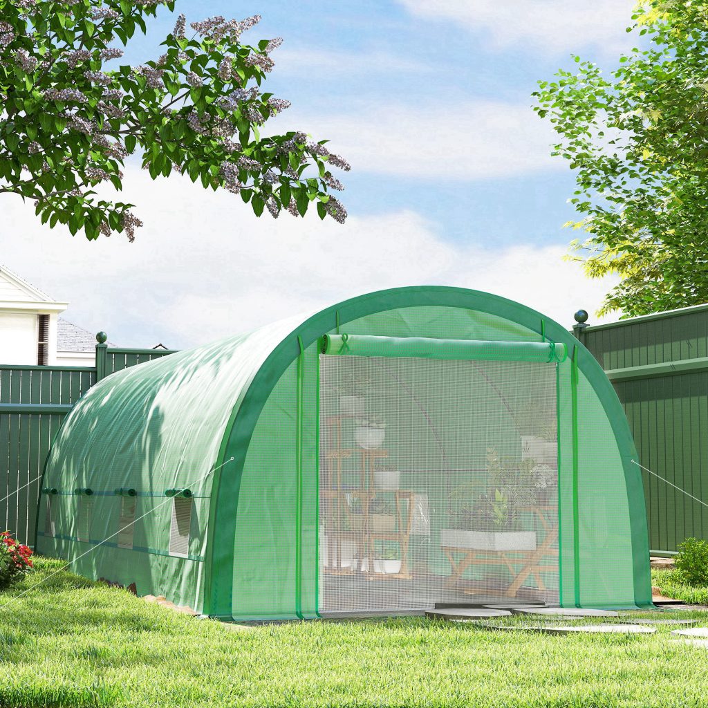 Horehound Polytunnel Greenhouse Mesh Door Green 6x3m